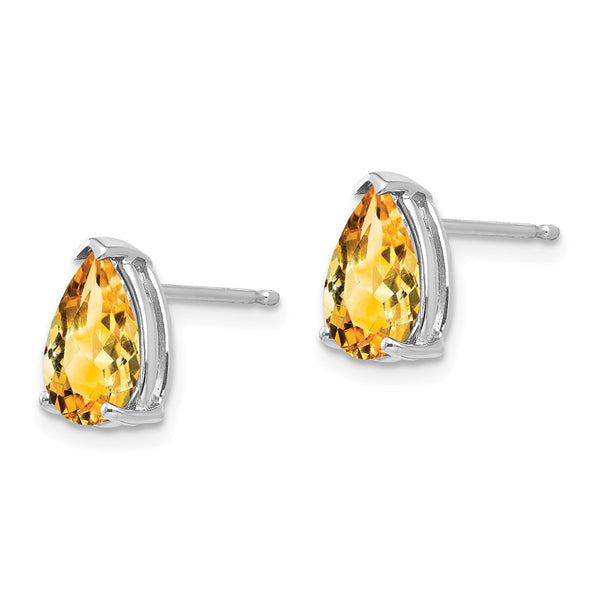 14K White Gold Pear-Shaped Citrine Earrings - 9x6mm
