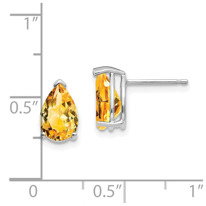 Shop Stylish 14K White Gold Pear-Shaped Citrine Earrings - 9x6mm Luxury-4