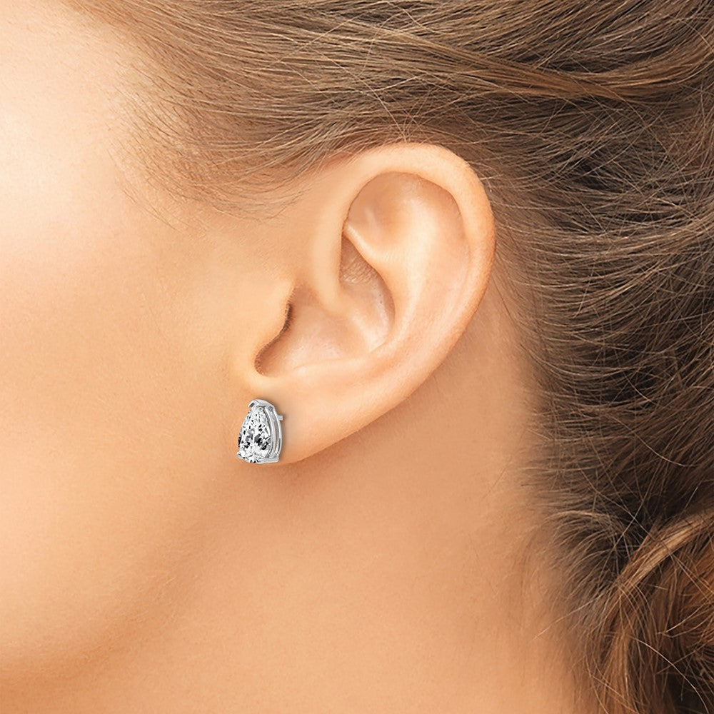 High-Quality 14K White Gold Earrings with 9x6mm Cubic Zirconia | Stylish Value