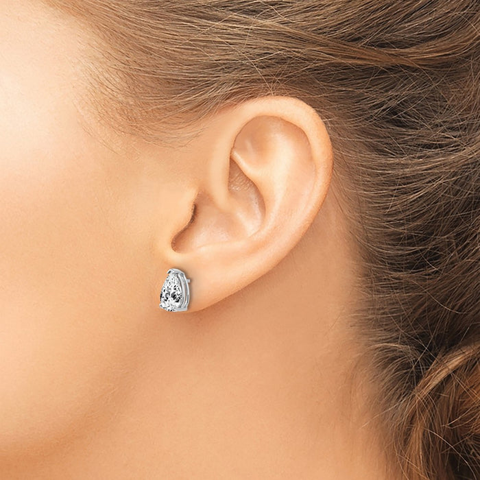High-Quality 14K White Gold Earrings with 9x6mm Cubic Zirconia | Stylish Value-3