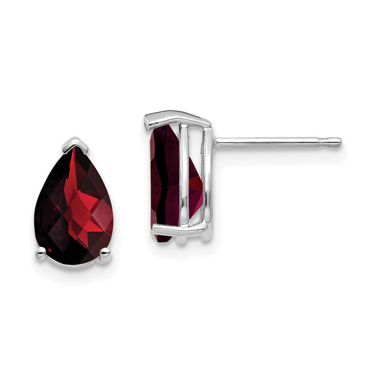 Shop Exclusive 14K White Gold Garnet Earrings - 9x6mm, Stylish & Affordable!