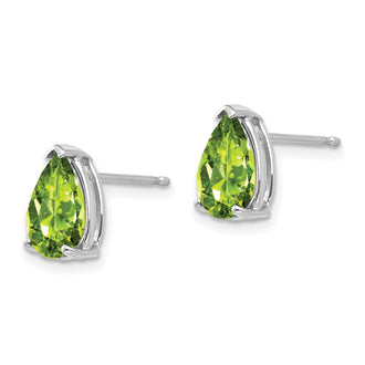 High-quality 14K White Gold Pear-Shaped Peridot Earrings - 9x6mm Value