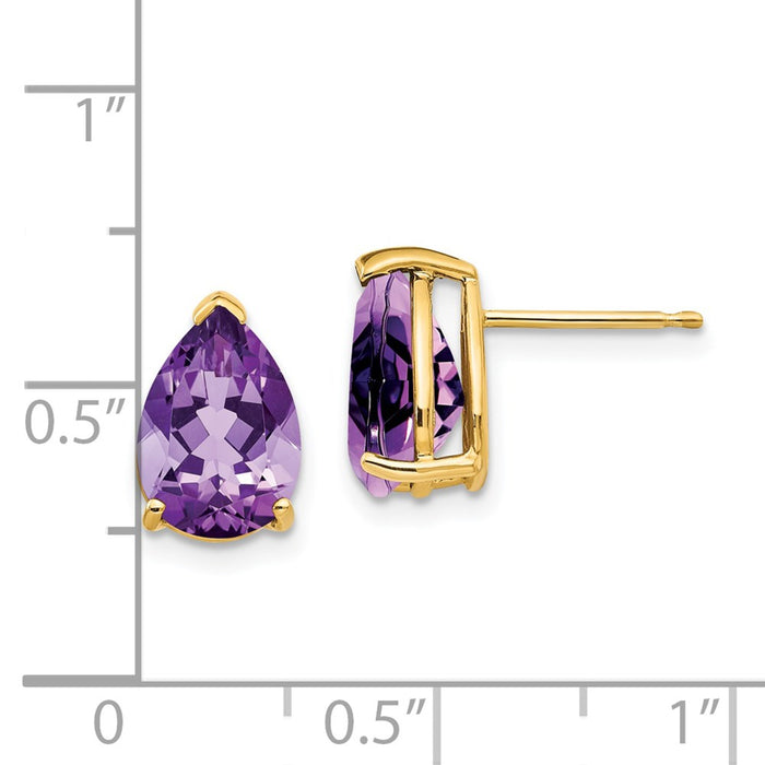 Exclusive 14K Gold 10x7mm Pear-Shaped Amethyst Earrings - Stylish Value!-4