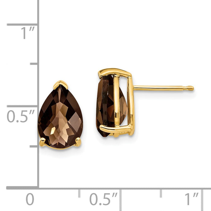 Shop Stylish 14K Gold Smoky Quartz Earrings - 10x7mm Pear Checker-Cut-4