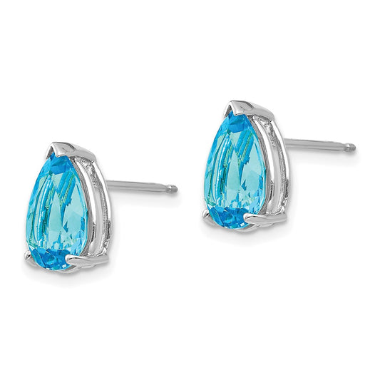 Buy Exclusive 14K White Gold Pear-Shaped Blue Topaz Earrings - 10x7mm Value
