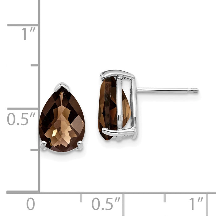 Buy Stylish 14K White Gold 10x7mm Pear-Shaped Smoky Quartz Earrings-4