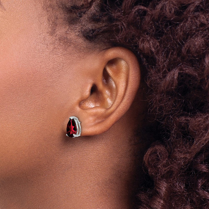Shop Exclusive 14K White Gold Pear-Shaped Garnet Earrings - 10x7mm Luxury-3