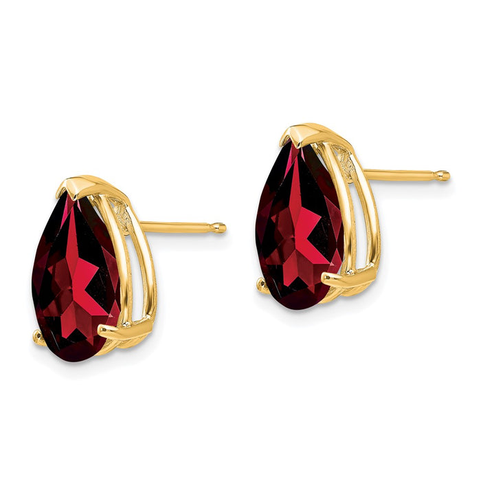 High-Quality 14K Gold Garnet Pear-Shaped Stud Earrings | Stylish Value!-2