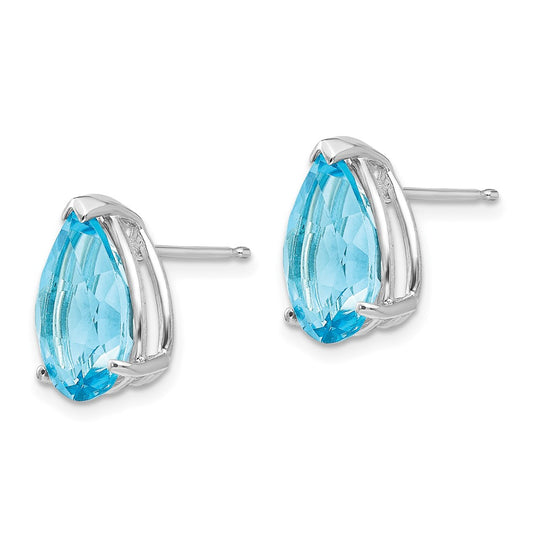 Order Stylish 14K White Gold Pear-Shaped Blue Topaz Earrings - 12x8mm