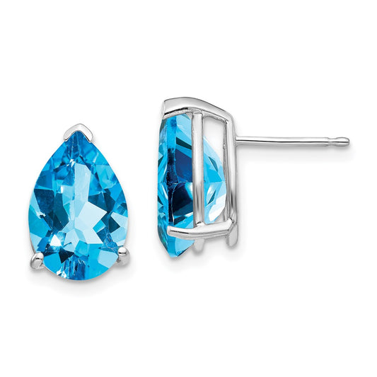 Order Stylish 14K White Gold Pear-Shaped Blue Topaz Earrings - 12x8mm
