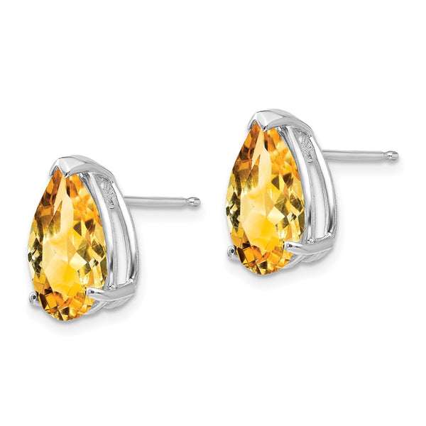 14K White Gold Pear-Shaped Citrine Stud Earrings - Style GR1-1020605