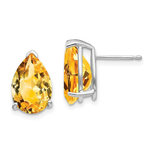 14K White Gold Pear-Shaped Citrine Stud Earrings - Style GR1-1020605
