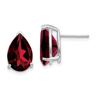 Shop Stylish 14K White Gold Pear-Shaped Garnet Stud Earrings - Affordable Luxury