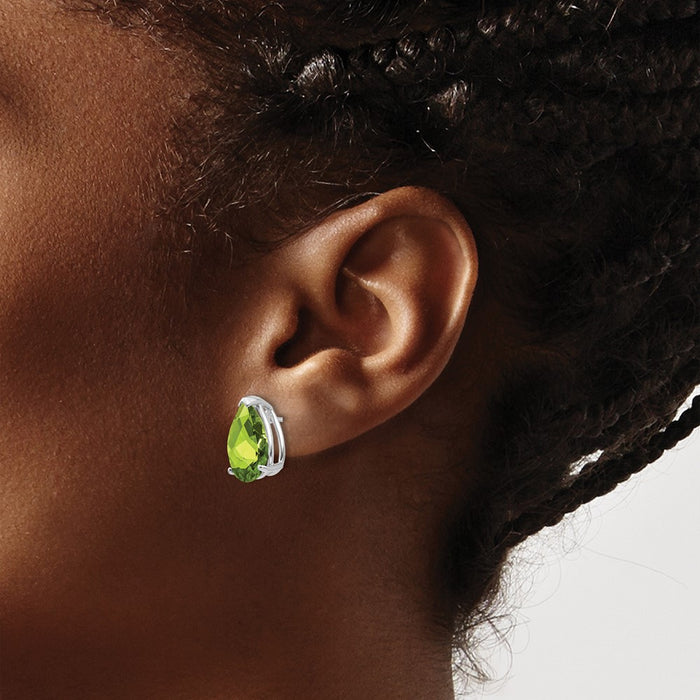 Buy Exclusive 14K White Gold Peridot Stud Earrings - Stylish & Affordable Value!-3