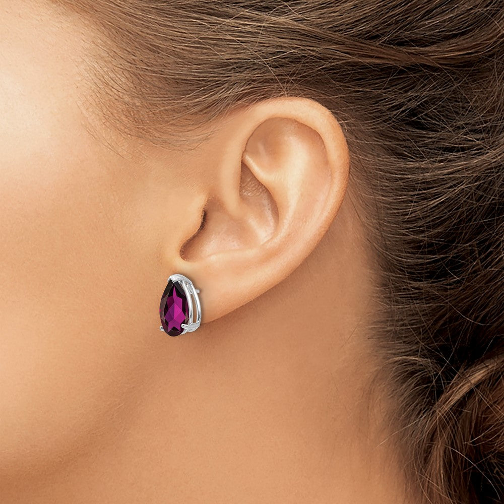 Shop Stylish 14K White Gold Pear-Shaped Rhodolite Garnet Earrings - 12x8mm