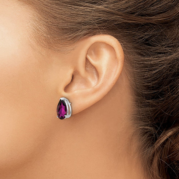 Shop Stylish 14K White Gold Pear-Shaped Rhodolite Garnet Earrings - 12x8mm-3
