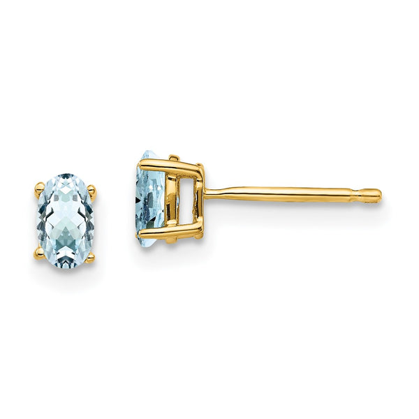 14K Gold Aquamarine Stud Earrings - 1.5 Carats - Style GR1-1021333