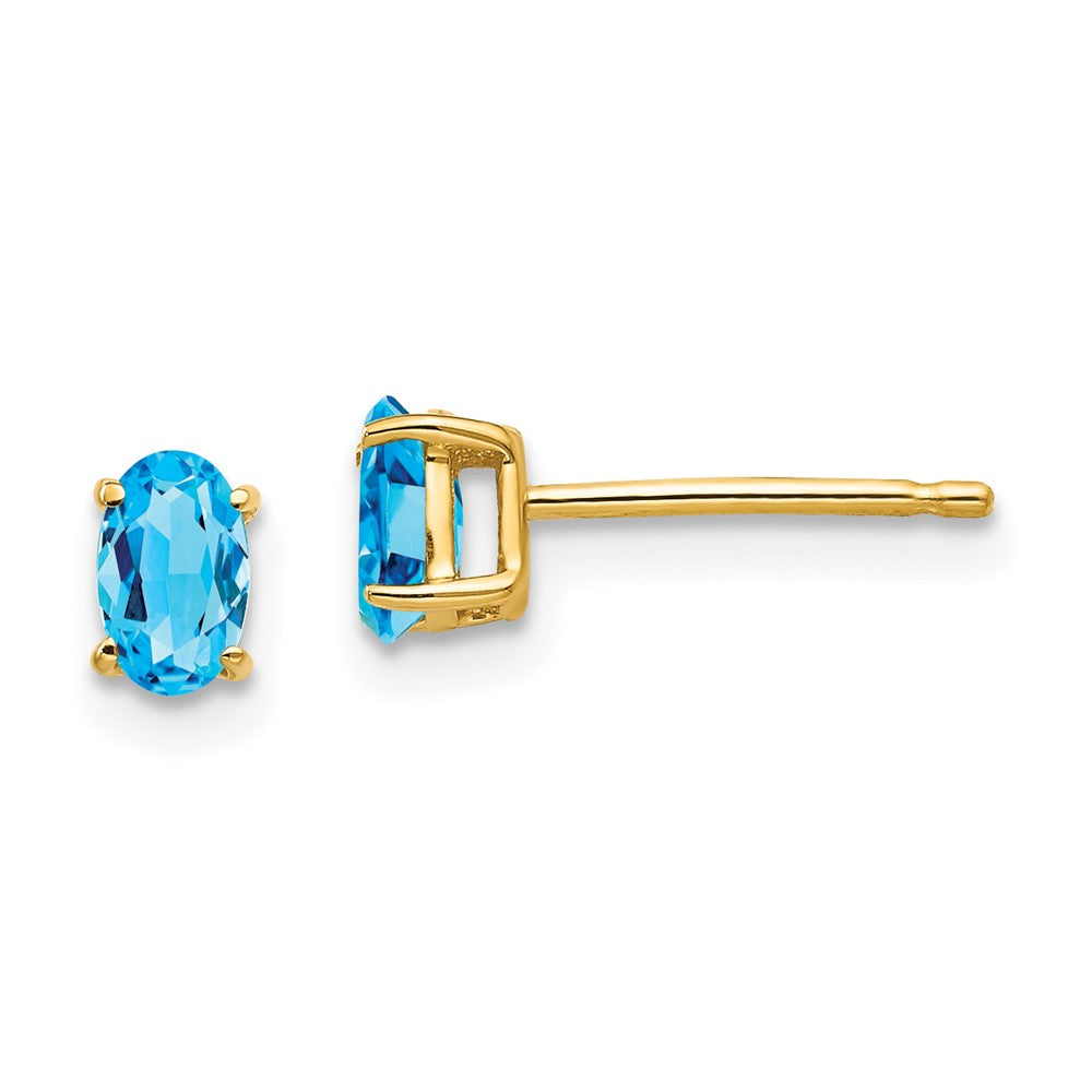 Buy Stylish 14K Gold Oval Blue Topaz Earrings - 5x3mm, Luxury Value!
