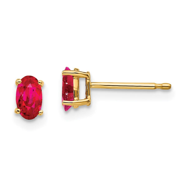 14K Gold Ruby Stud Earrings - Style GR1-1020621