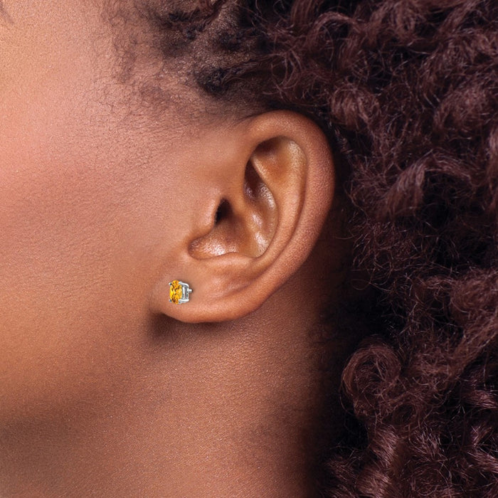 Shop Stylish 14K White Gold Oval Citrine Earrings - 5x3mm, Affordable Luxury-3