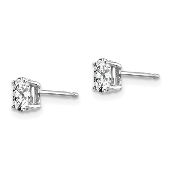 14K White Gold Oval CZ Earrings - 5x3mm