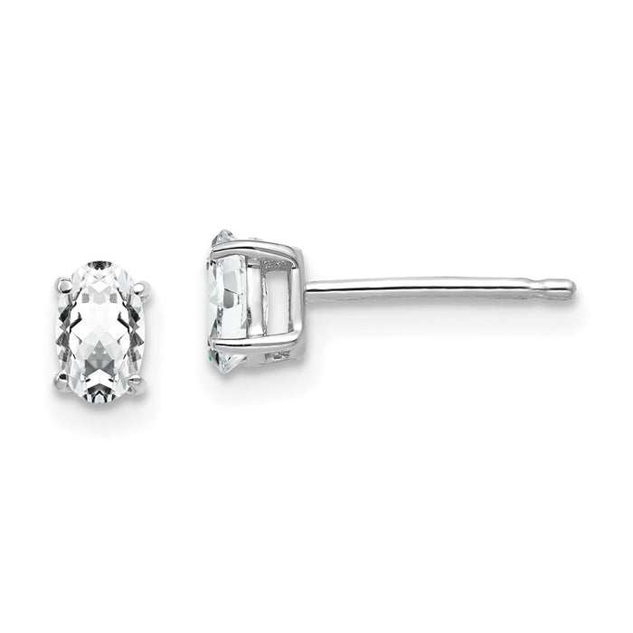 Shop 14K White Gold Oval CZ Earrings - 5x3mm, Stylish & Affordable Luxury!-1