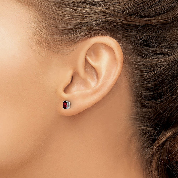 Exclusive 14K White Gold Oval Garnet Earrings - 5x3mm, Stylish Value-3