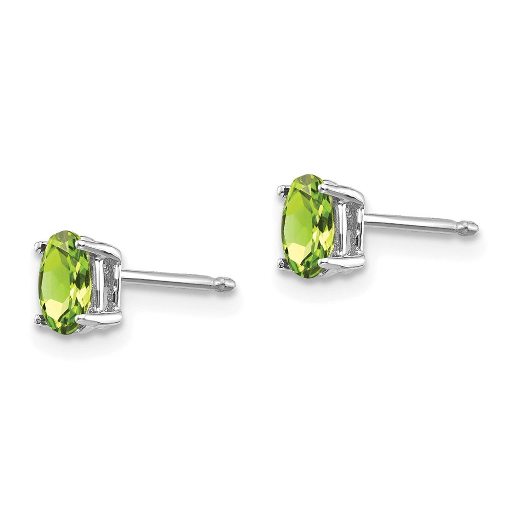 Buy Exclusive 14K White Gold Oval Peridot Stud Earrings - Stylish Value!