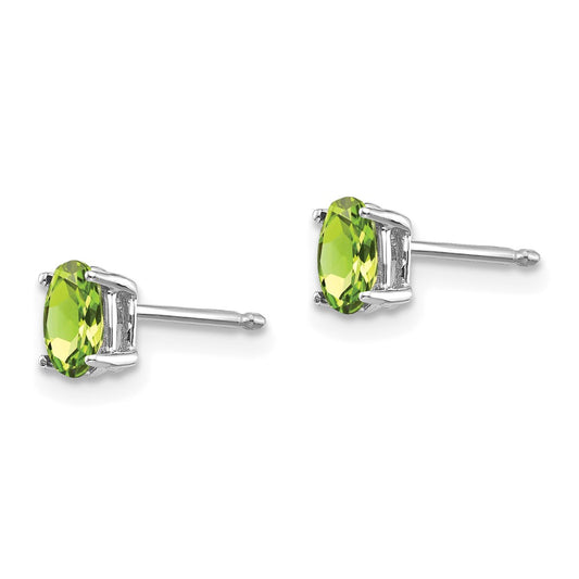 Buy Exclusive 14K White Gold Oval Peridot Stud Earrings - Stylish Value!