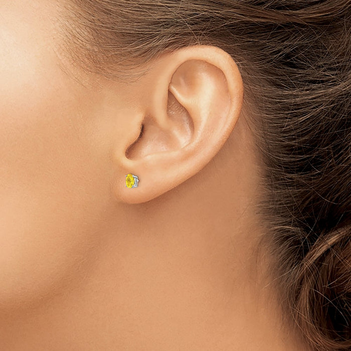 Exclusive 14K White Gold Earrings with Yellow Sapphires - Stylish Value!-3