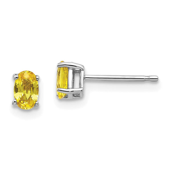 14K White Gold Earrings with Yellow Sapphires - Style GR1-1020661