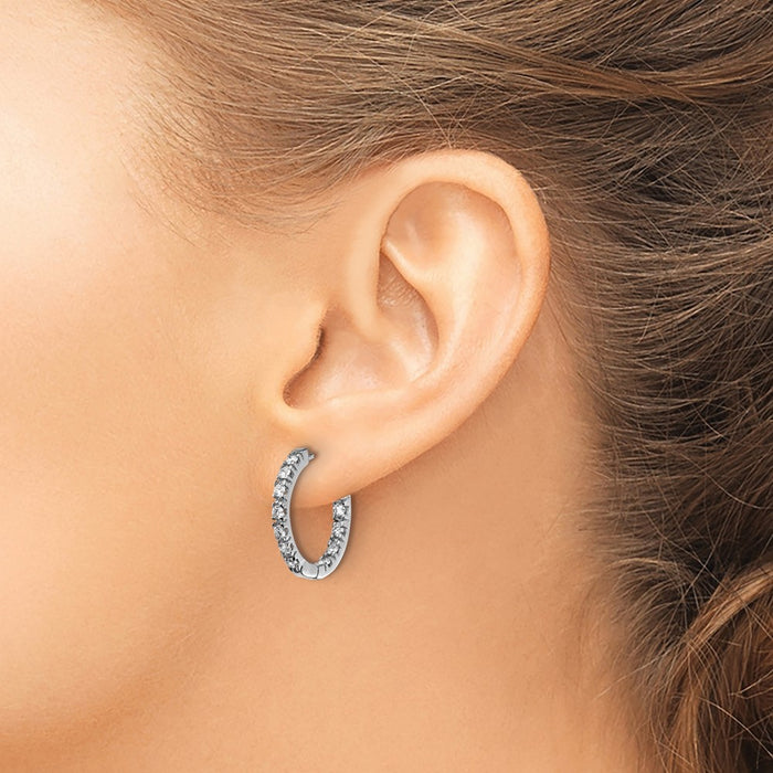 High-Quality 14K White Gold VS Diamond Hinge Hoop Earrings - Stylish Value!-3