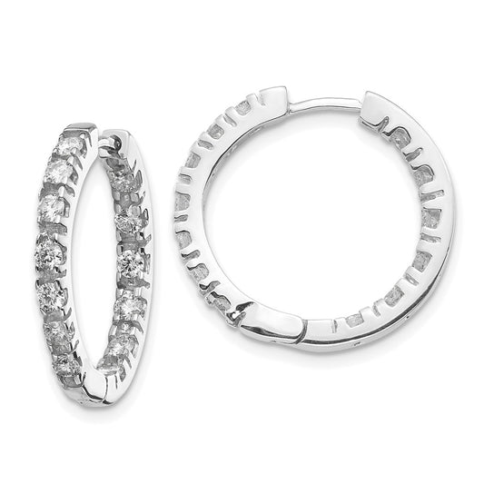 High-Quality 14K White Gold AAA Diamond Hinge Hoop Earrings - Stylish Value!
