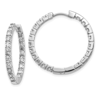 Shop Exclusive 14K White Gold Diamond-Accented Hinged Hoop Earrings - Stylish Design