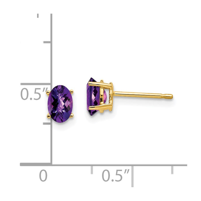 Buy 14K Gold 6x4mm Oval Amethyst Earrings - Stylish Luxury at Discounted Price-4