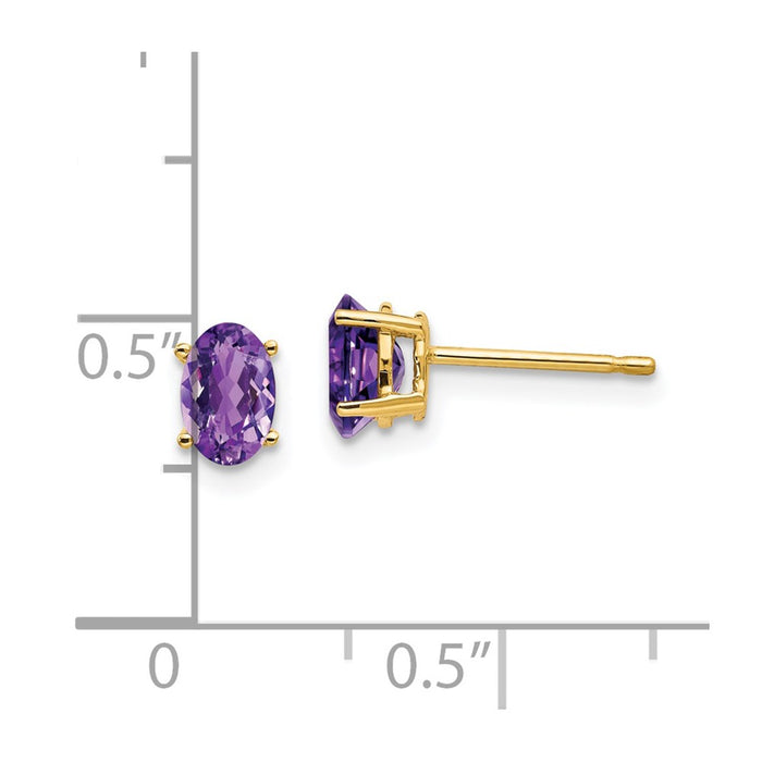 Exclusive 14K Gold 6x4mm Oval Amethyst Earrings - Stylish Luxury Value!-4