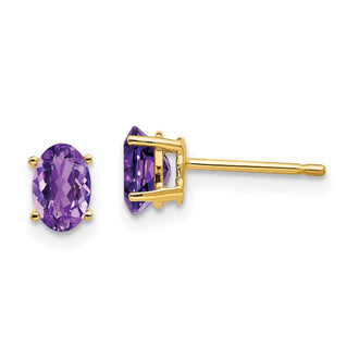 Exclusive 14K Gold 6x4mm Oval Amethyst Earrings - Stylish Luxury Value!
