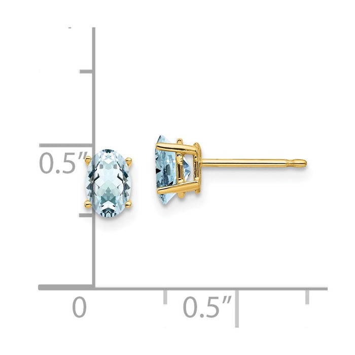 Buy Exclusive 14K Gold Aquamarine Stud Earrings - Stylish 1.5 Carats-4
