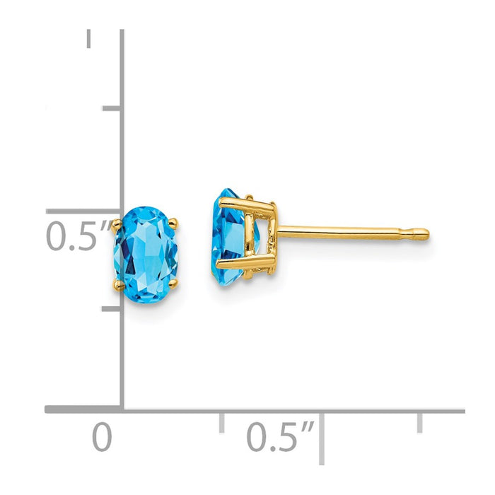 Shop Stylish 14K Gold Blue Topaz Stud Earrings - 6x4mm, Luxury Value!-4