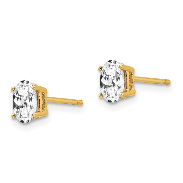 Buy Stylish 14K Gold Oval Cubic Zirconia Stud Earrings - 6x4mm Luxury
