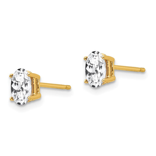 Buy Stylish 14K Gold Oval Cubic Zirconia Stud Earrings - 6x4mm Luxury
