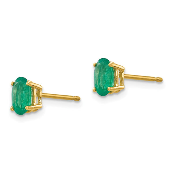 14K Gold Emerald Stud Earrings - Style GR1-1020711