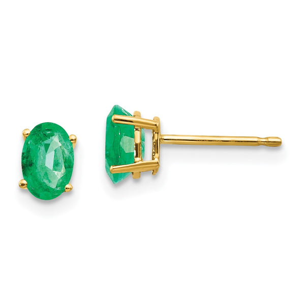 14K Gold Emerald Stud Earrings - Style GR1-1020711