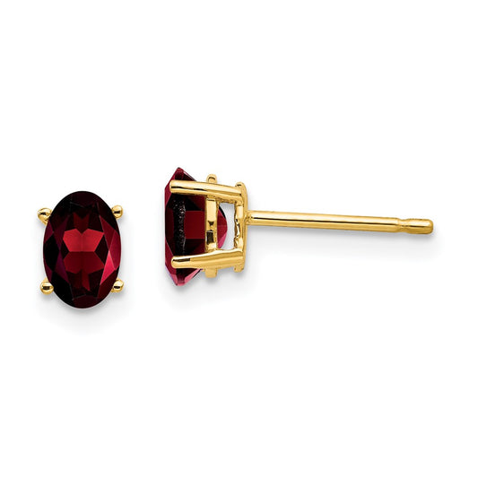 Shop 14K Gold Oval Garnet Stud Earrings - Stylish 6x4mm, Affordable Luxury!