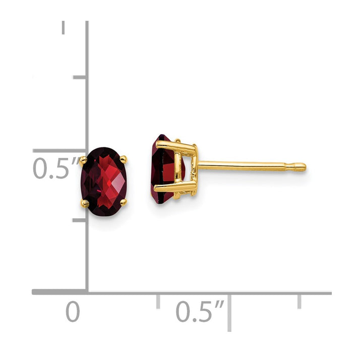 Buy Exclusive 14K Gold 6x4mm Oval Garnet Checkerboard Earrings - Stylish Value-4
