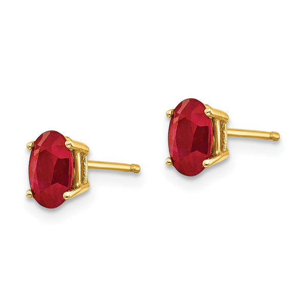 Buy Exclusive 14K Gold Oval Ruby Post Stud Earrings, 6mm x 4mm, Stylish Value