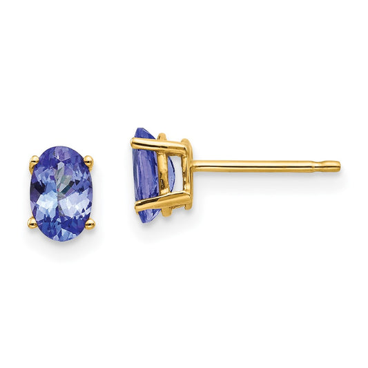 High-Quality 14K Gold Tanzanite Stud Earrings - Stylish & Affordable Luxury