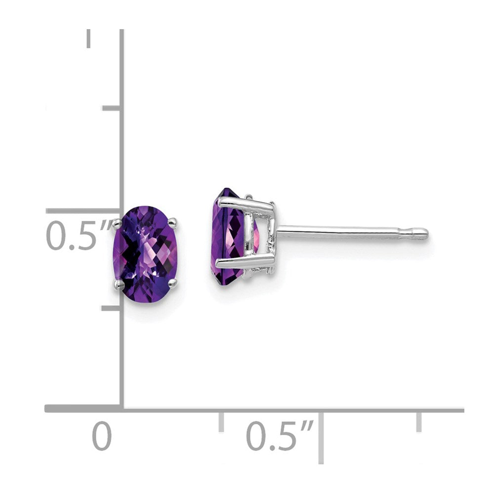 Buy Exclusive 14K White Gold Oval Amethyst Earrings - 6x4mm, Stylish Value!