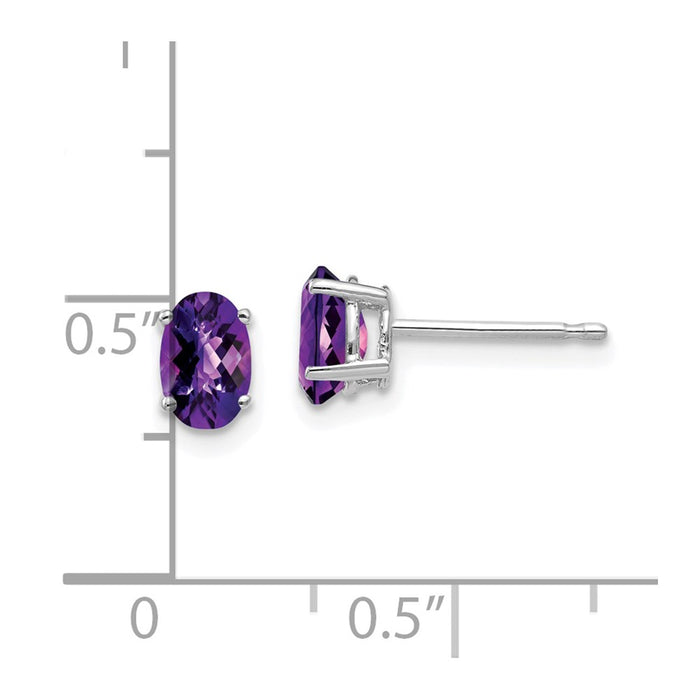 Buy Exclusive 14K White Gold Oval Amethyst Earrings - 6x4mm, Stylish Value!-4