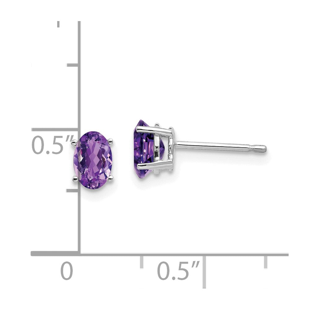Buy 14K White Gold Oval Amethyst Earrings - Stylish 6x4mm Gemstones, Great Value